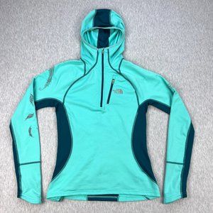 The North Face Hoodie Womens S Flight Series VapoWick Teal Blue 1/4-Zip Scuba